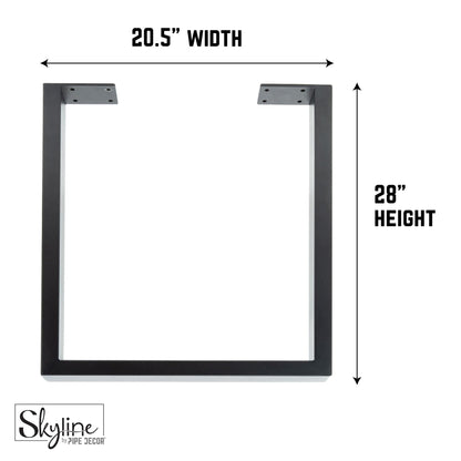 28 in. Skyline Matte Black Square Metal Landscape Dining or Desk Table Legs - 2 Pack PIPE DECOR