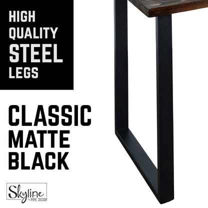 28 in. Skyline Matte Black Square Metal Landscape Dining or Desk Table Legs - 2 Pack PIPE DECOR