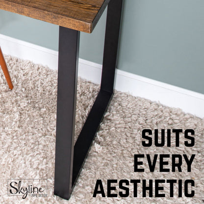 28 in. Skyline Matte Black Square Metal Landscape Dining or Desk Table Legs - 2 Pack PIPE DECOR