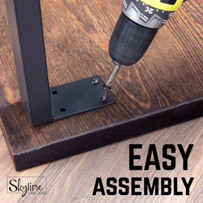 28 in. Skyline Matte Black Square Metal Landscape Dining or Desk Table Legs - 2 Pack PIPE DECOR