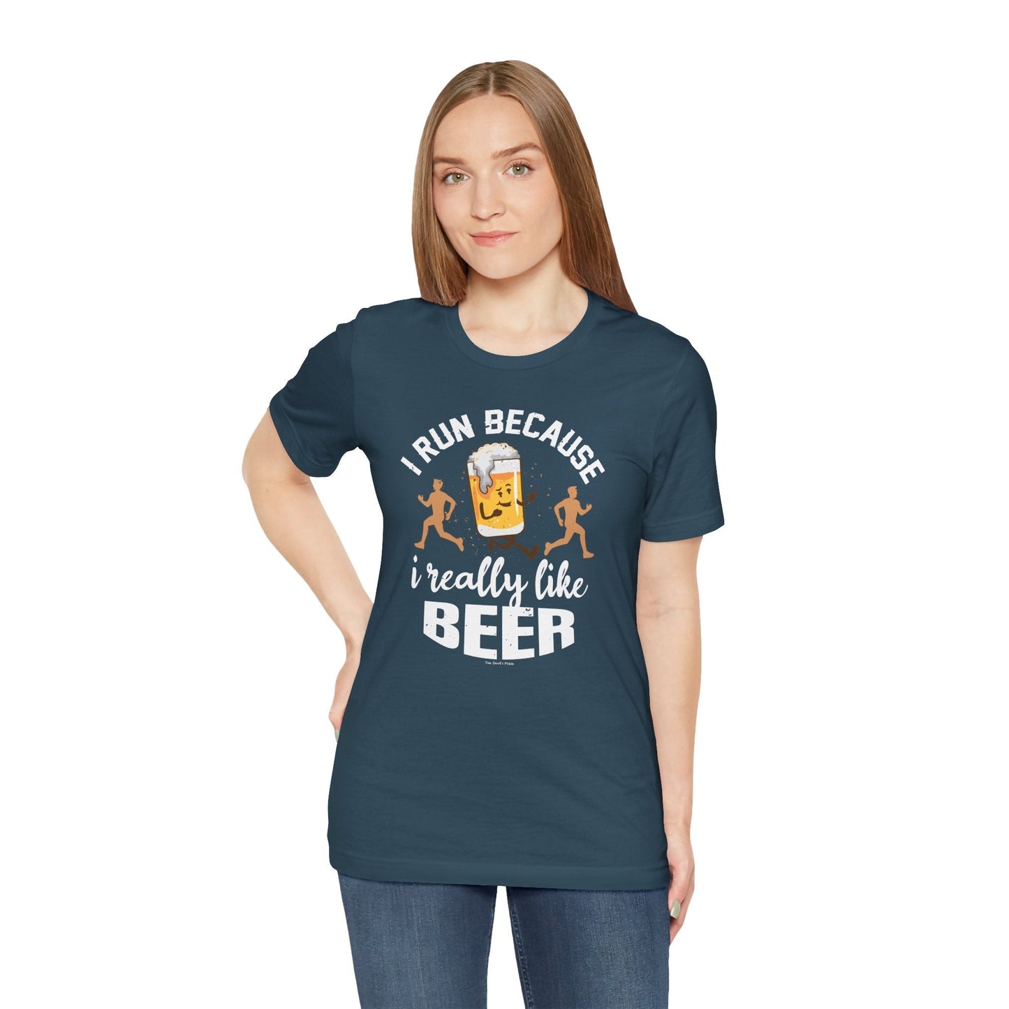 I Run Because I Really Like Beer T-Shirt The Devil's Pickle
