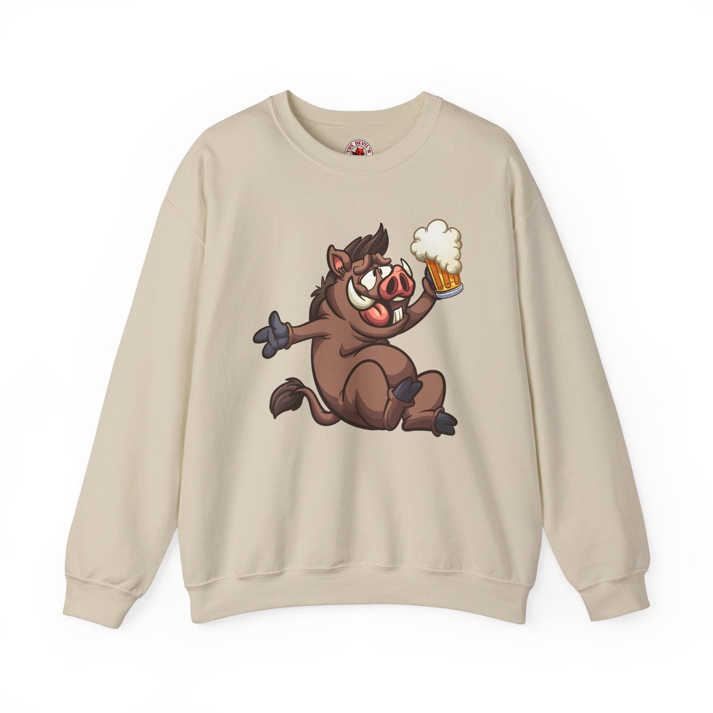 Beer Drinking Boar Crewneck Sweatshirt The Devil's Pickle