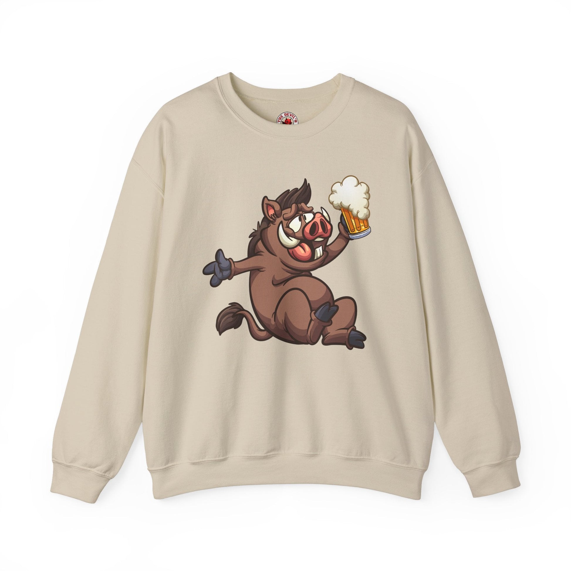 Beer Drinking Boar Crewneck Sweatshirt The Devil's Pickle