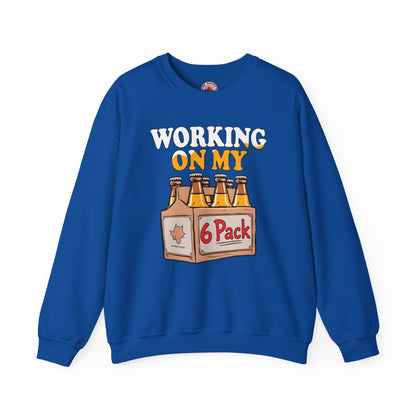 Working On My 6 Pack Crewneck Sweatshirt The Devil's Pickle