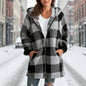 Plaid Hooded Zip-Up Oversized Jacket — Women’s Winter Commute Coat FitiqueFit