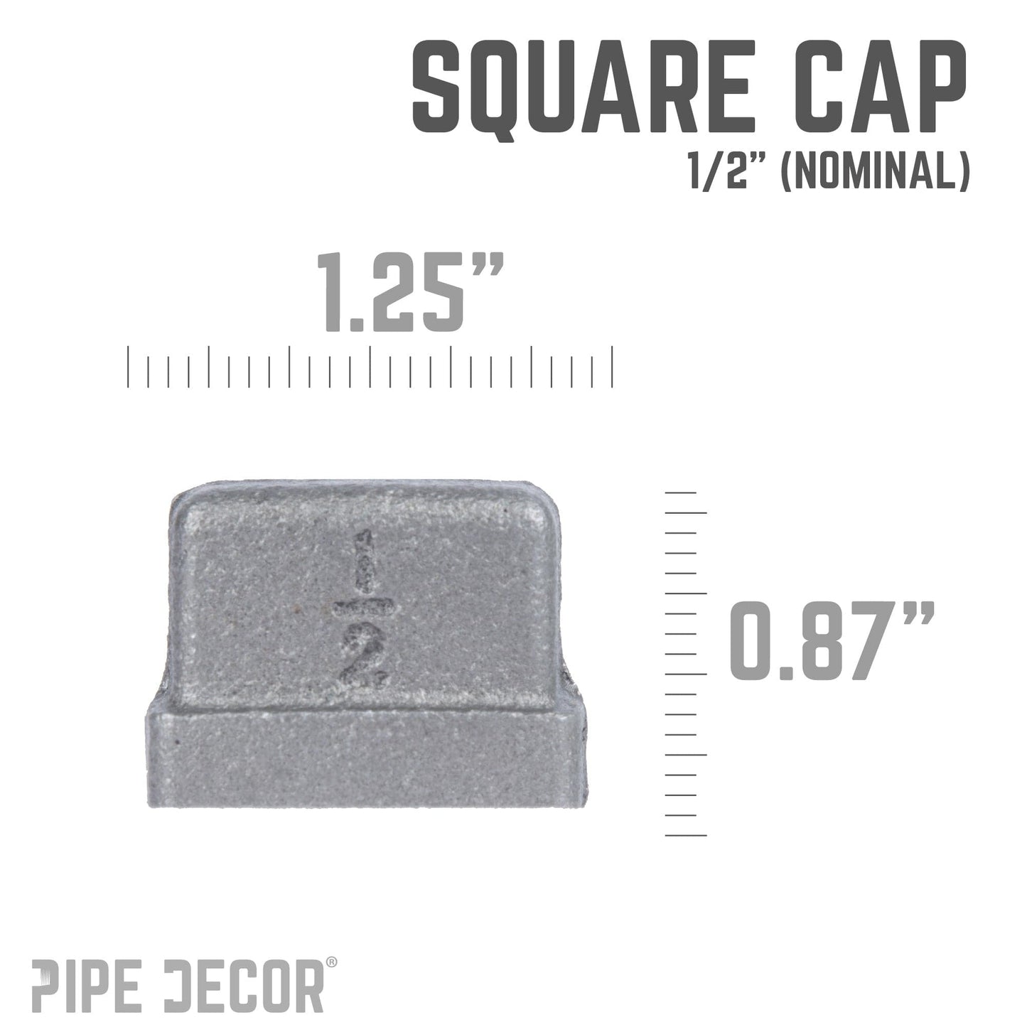 1/2 in. Black Square Cap PIPE DECOR