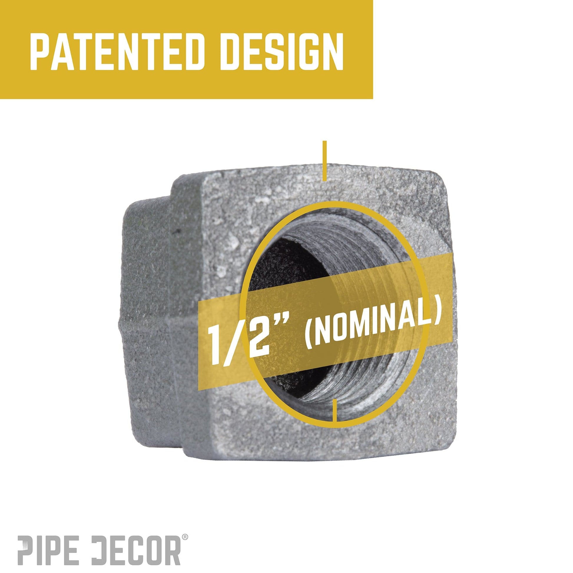 1/2 in. Black Square Cap PIPE DECOR
