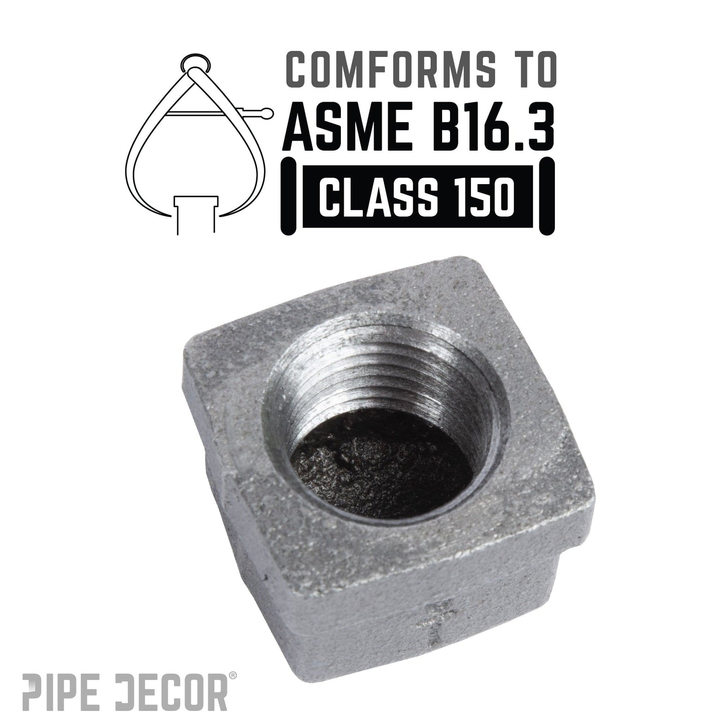 1/2 in. Black Square Cap PIPE DECOR