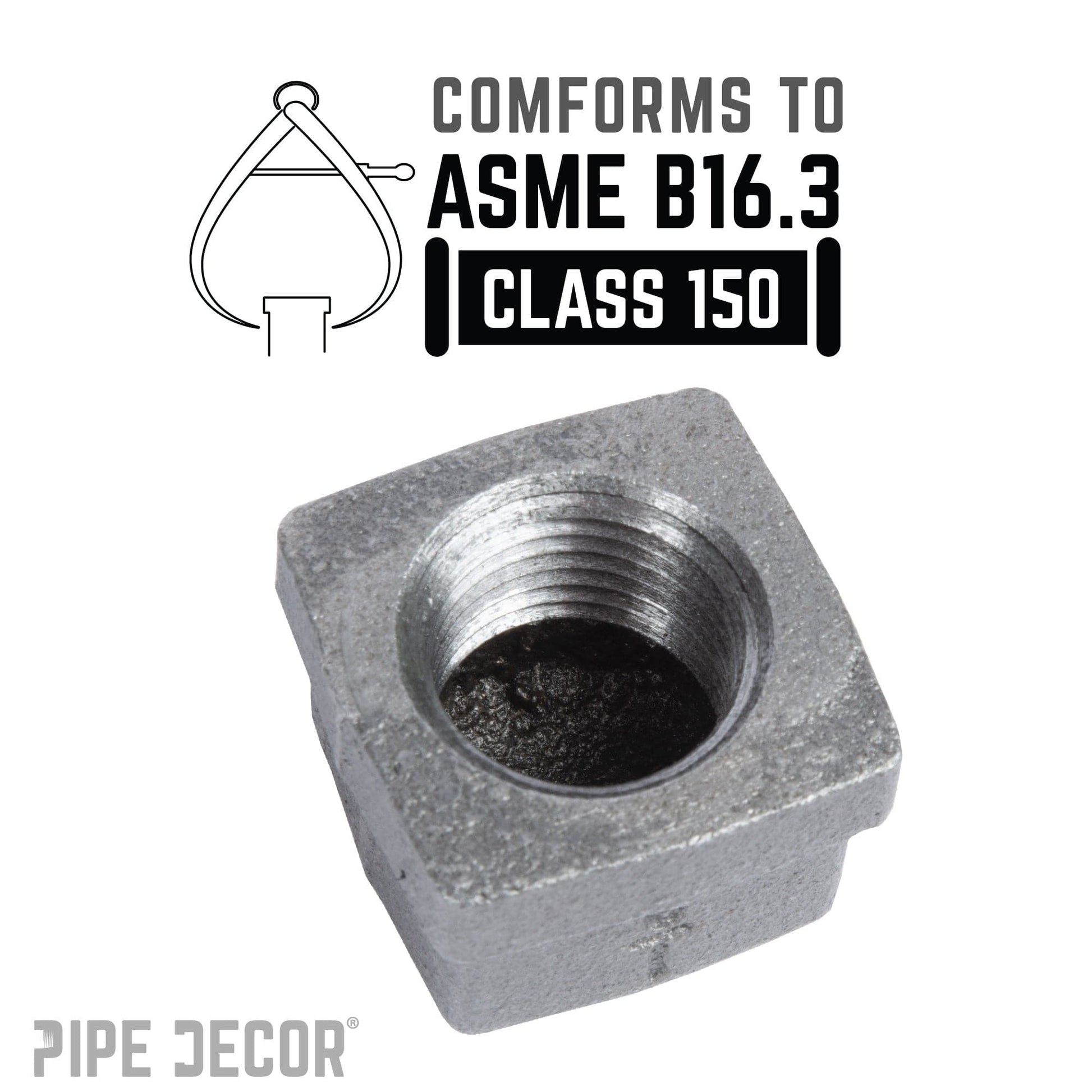 1/2 in. Black Square Cap PIPE DECOR