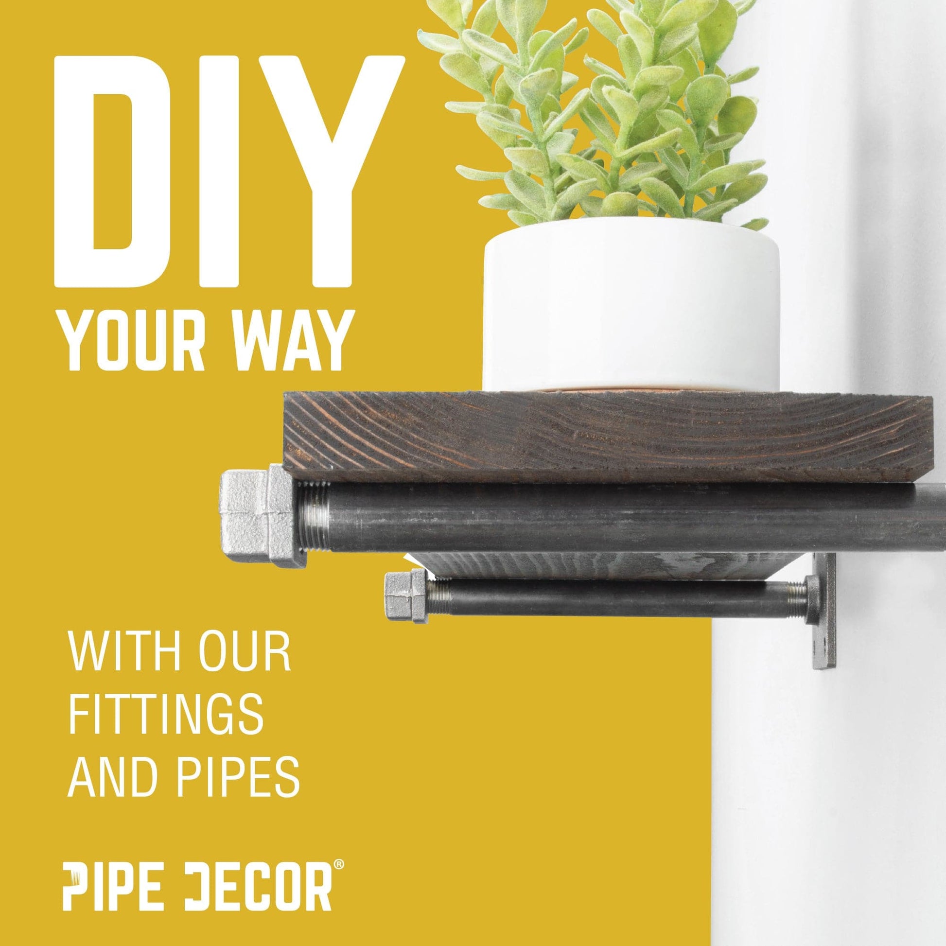 1/2 in. Black Square Cap PIPE DECOR