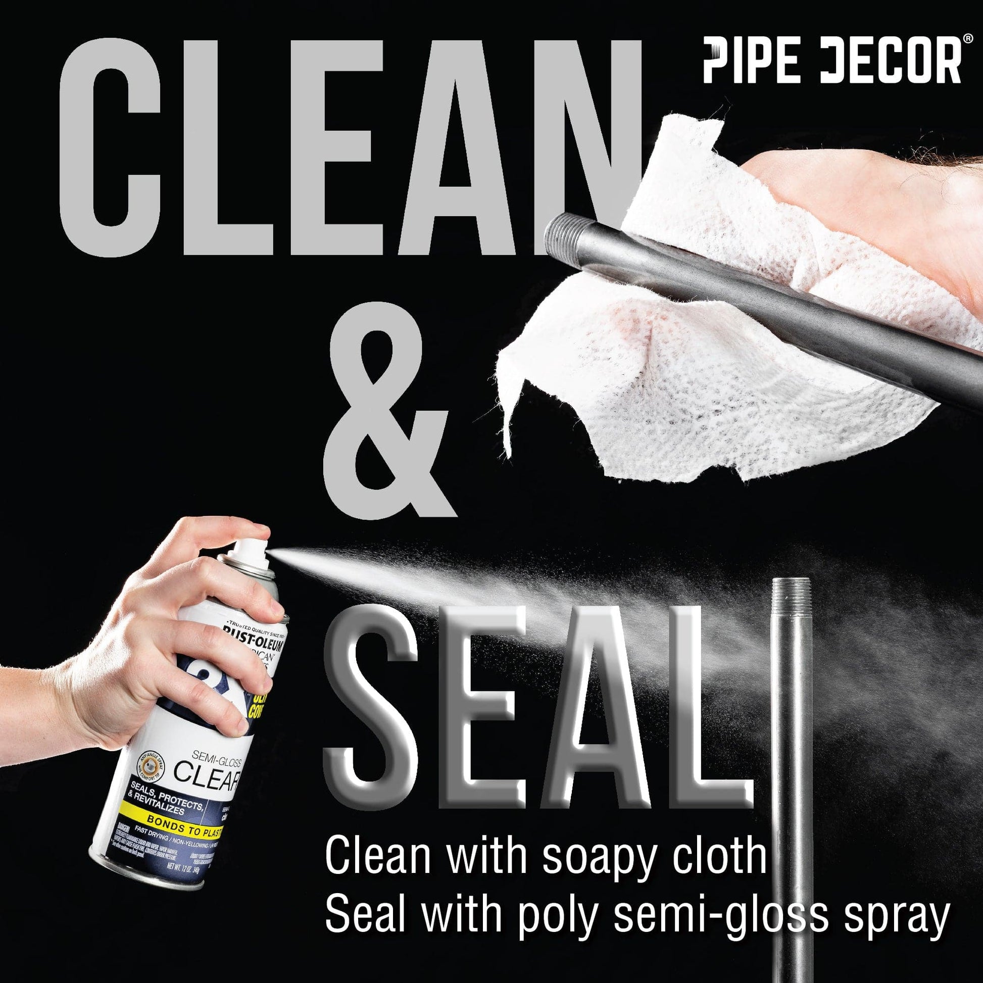 1/2 in. Black Square Cap PIPE DECOR