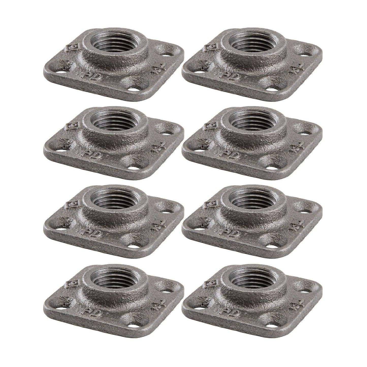 1/2 in. Black Micro Mini Square Flange (8-Pack) PIPE DECOR