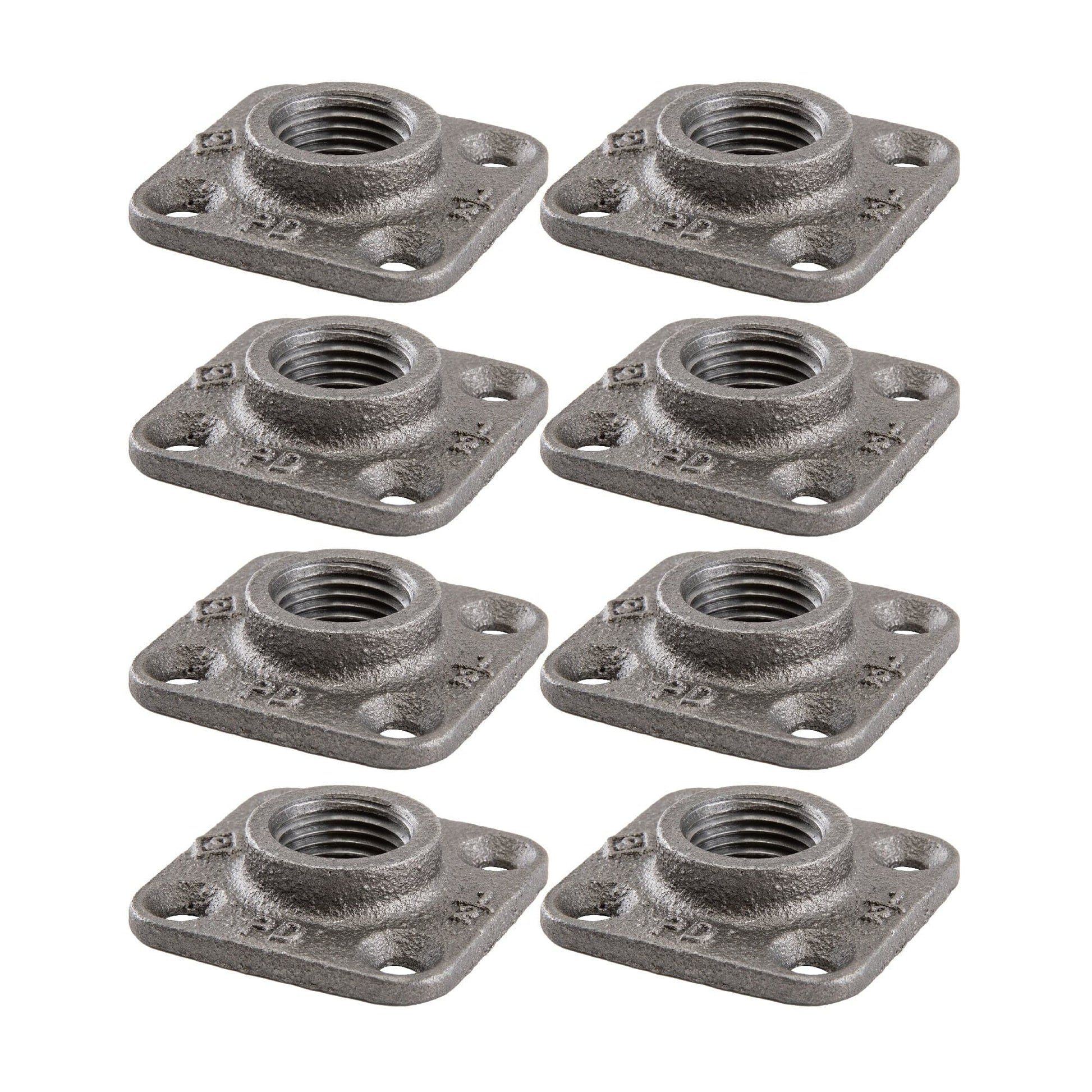 1/2 in. Black Micro Mini Square Flange (8-Pack) PIPE DECOR