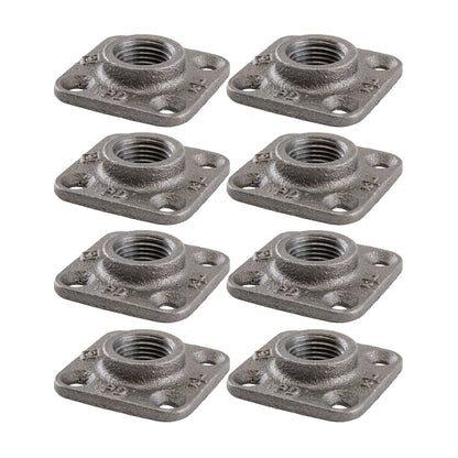 1/2 in. Black Micro Mini Square Flange (8-Pack) PIPE DECOR
