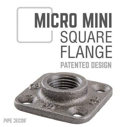 1/2 in. Black Micro Mini Square Flange PIPE DECOR
