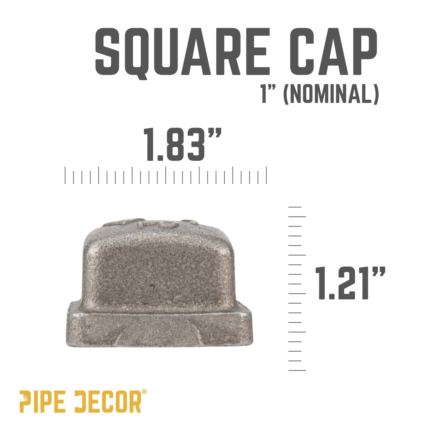 1 in. Black Square Cap PIPE DECOR