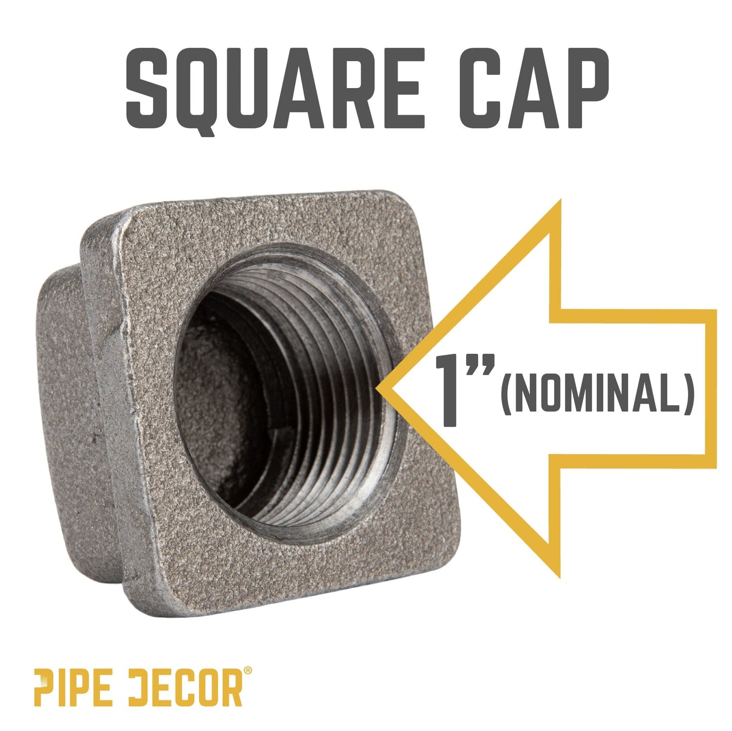 1 in. Black Square Cap PIPE DECOR