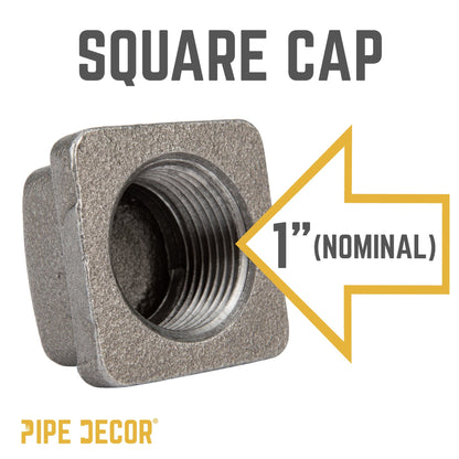 1 in. Black Square Cap PIPE DECOR
