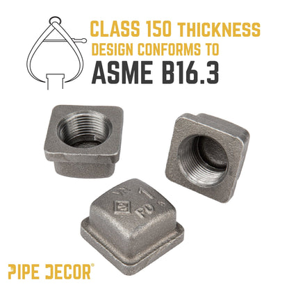 1 in. Black Square Cap PIPE DECOR
