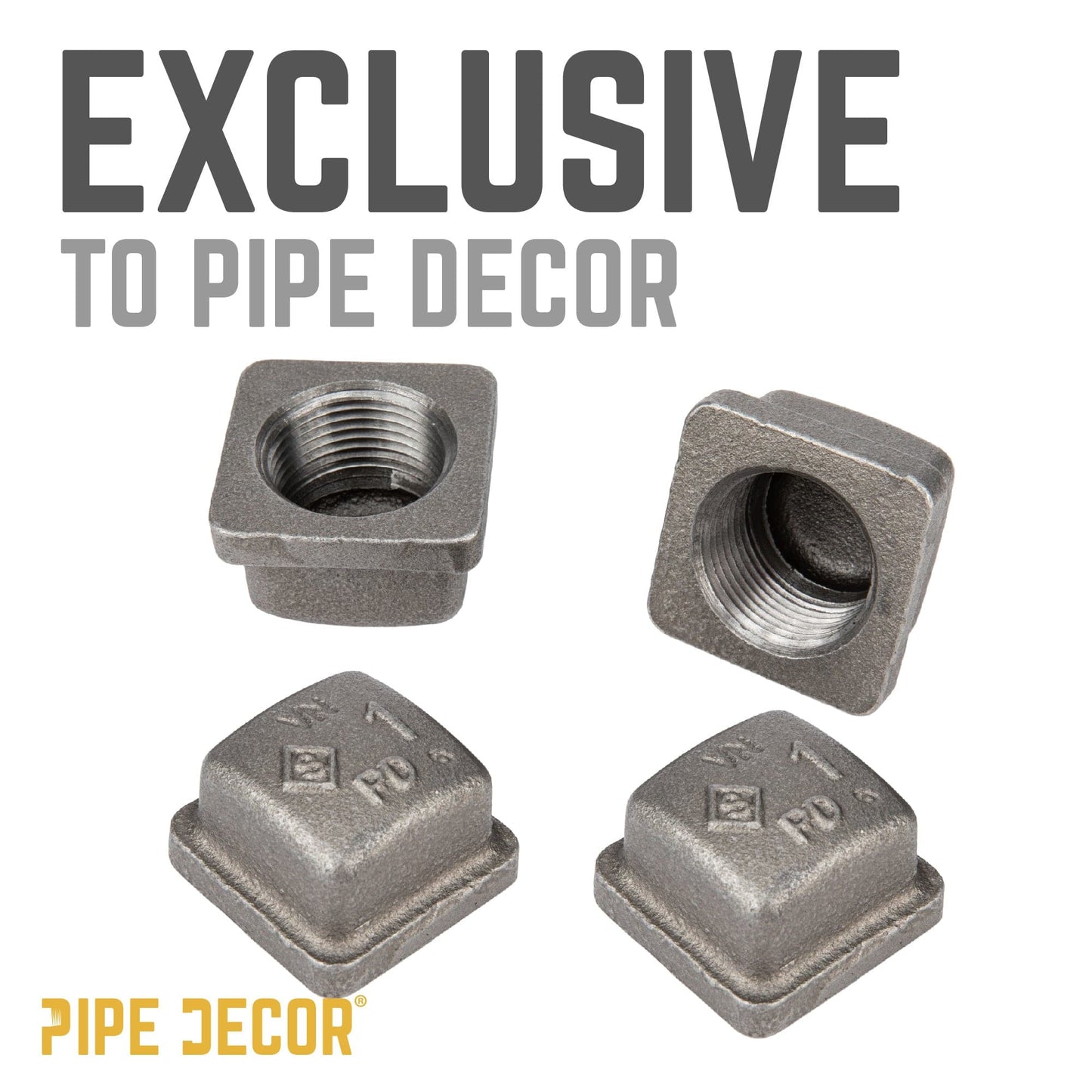 1 in. Black Square Cap PIPE DECOR