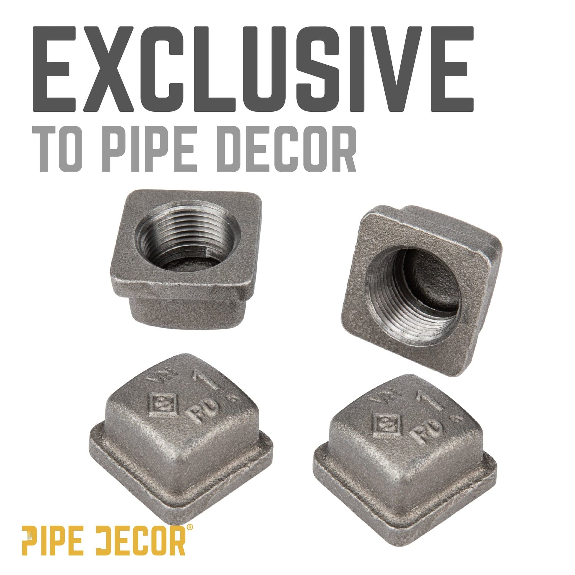 1 in. Black Square Cap PIPE DECOR