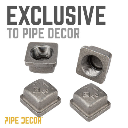 1 in. Black Square Cap PIPE DECOR