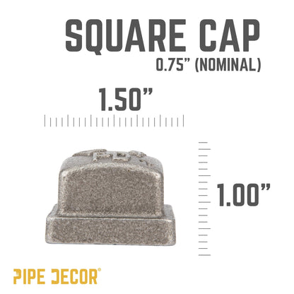 3/4 in. Black Square Cap PIPE DECOR