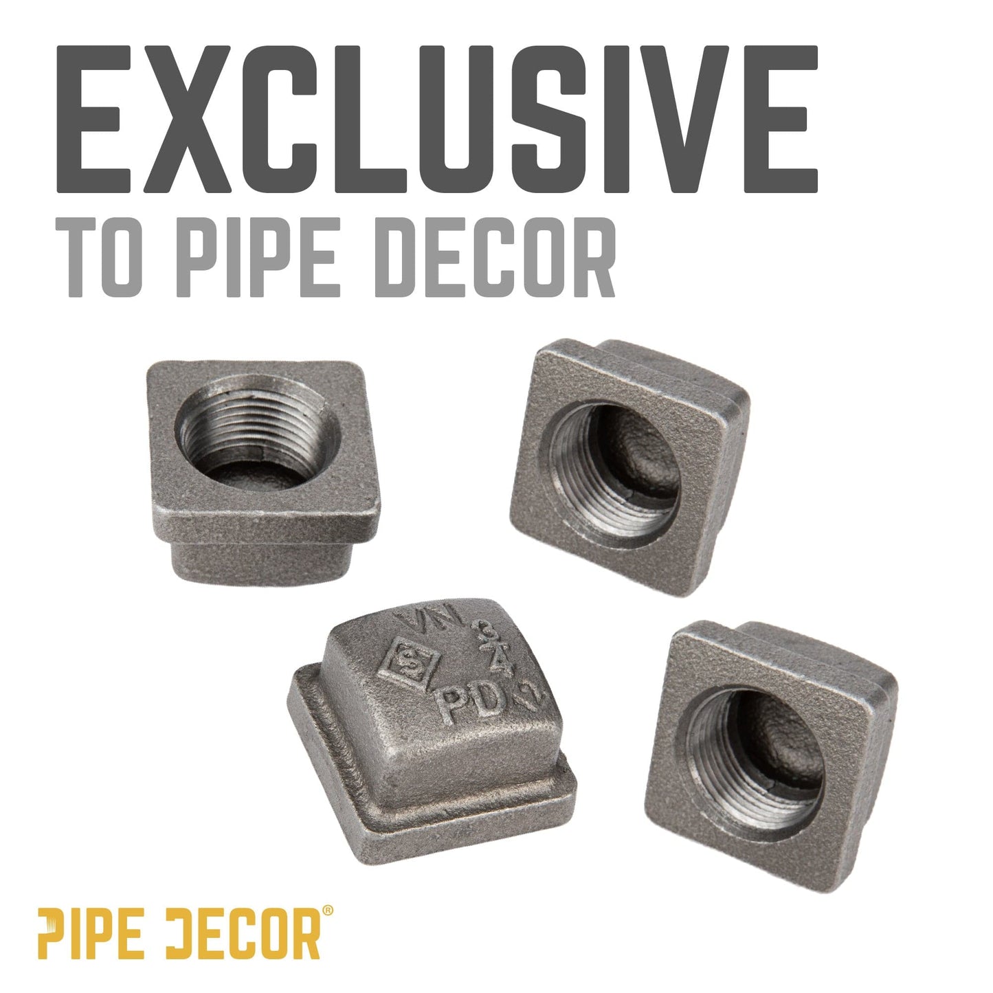 3/4 in. Black Square Cap PIPE DECOR