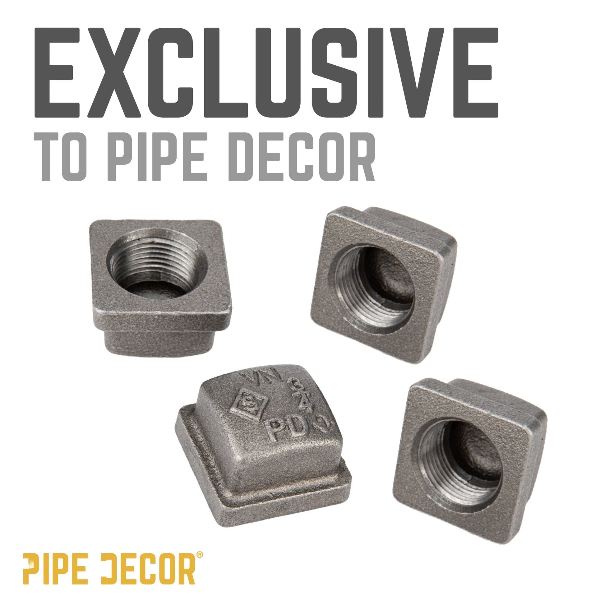 3/4 in. Black Square Cap PIPE DECOR