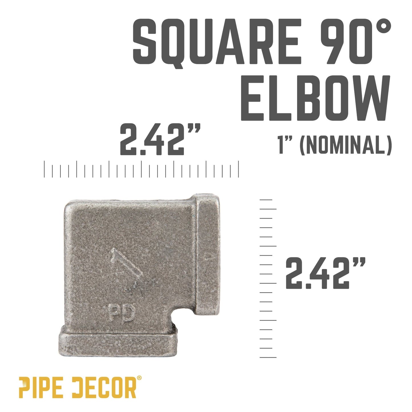 1 in. Black Square 90 Degree Elbow PIPE DECOR