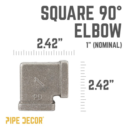 1 in. Black Square 90 Degree Elbow PIPE DECOR