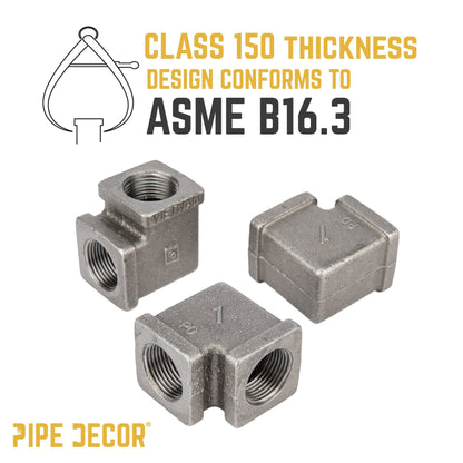 1 in. Black Square 90 Degree Elbow PIPE DECOR