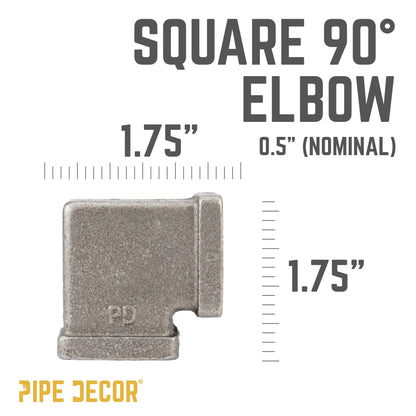 1/2 in. Black Square 90 Degree Elbow PIPE DECOR