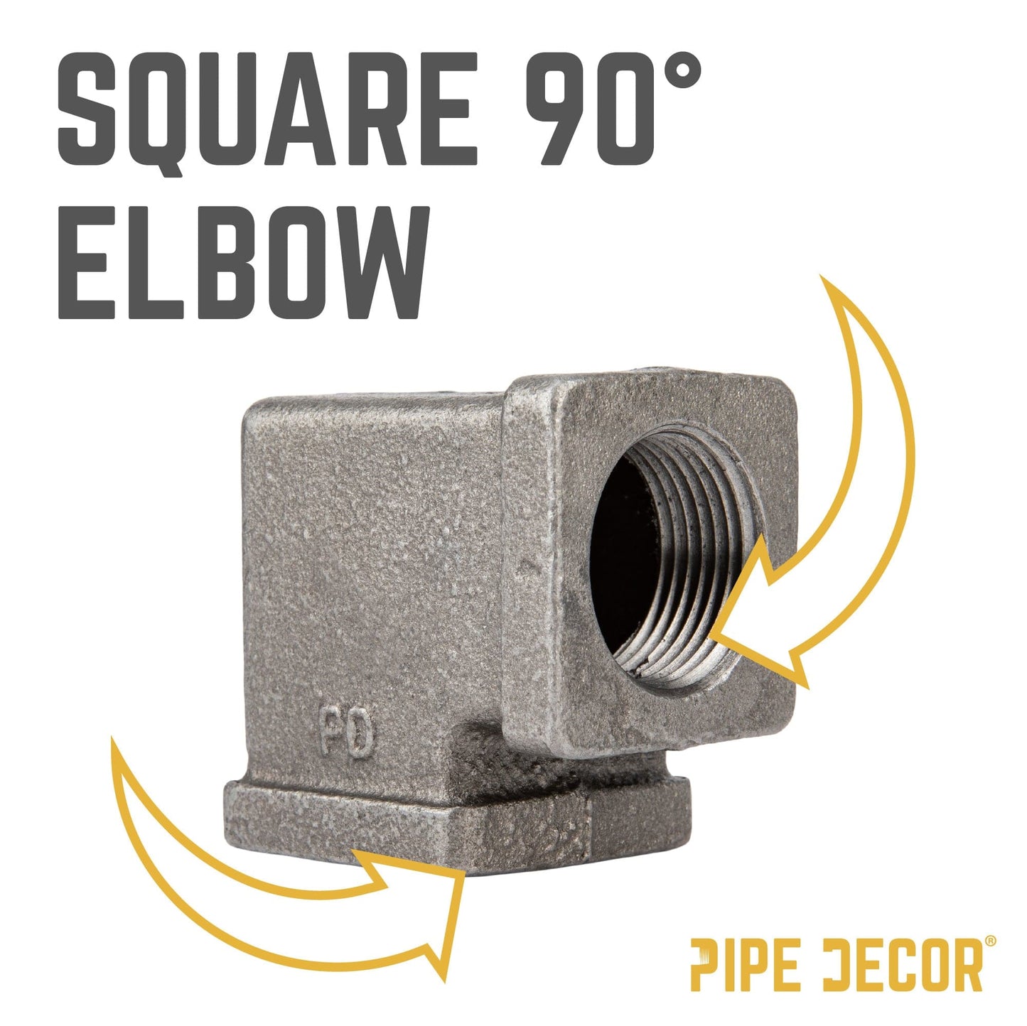 1/2 in. Black Square 90 Degree Elbow PIPE DECOR