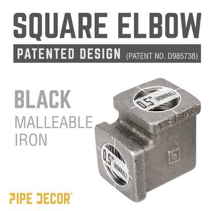 1/2 in. Black Square 90 Degree Elbow PIPE DECOR