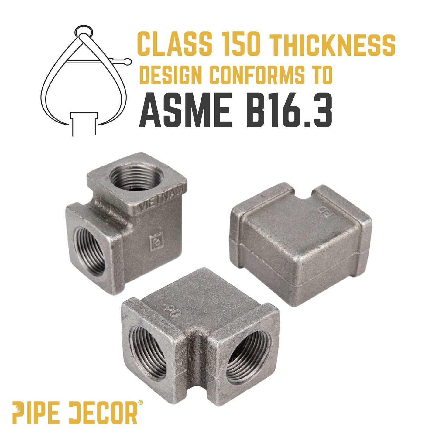 1/2 in. Black Square 90 Degree Elbow PIPE DECOR