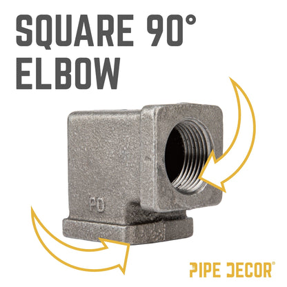 3/4 in. Black Square 90 Degree Elbow PIPE DECOR