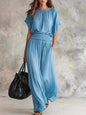 Women's Chiffon High-Waist Ruched Maxi Dress FitiqueFit