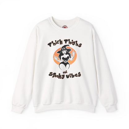 Thick Thighs and Spooky Vibes Crewneck Sweatshirt The Devil's Pickle