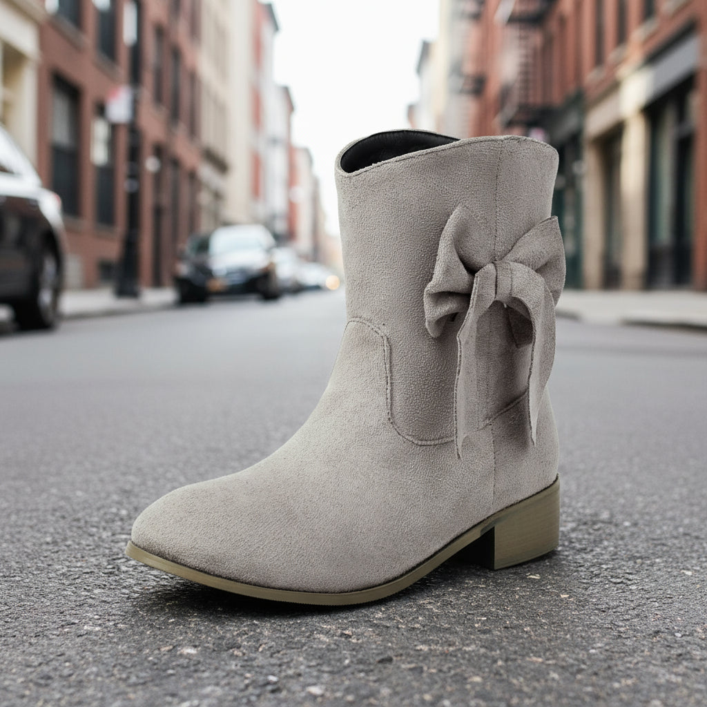 Low Heel Suede Large Size Sweet Bow Casual Boots FitiqueFit