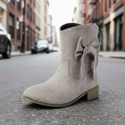 Low Heel Suede Large Size Sweet Bow Casual Boots FitiqueFit