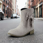 Low Heel Suede Large Size Sweet Bow Casual Boots FitiqueFit