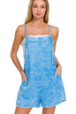 Zenana Washed Linen Knot Strap Rompers West2East Surf