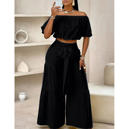 High-Waist Flared Pants & Top Two-Piece Set – 7 Colors, S–2XL FitiqueFit