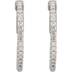 Platinum 1/2 CTW Natural Diamond Inside-Outside 19 mm Hinged Hoop Earrings Ethereal Legacy Boutiques