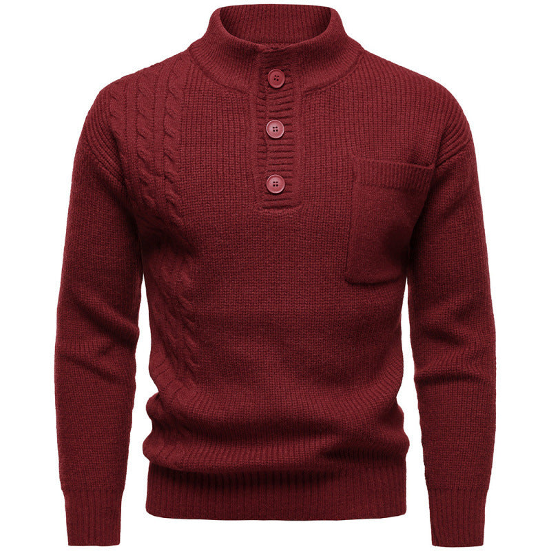 Men's Fashion British Henry Stand Collar Sweater Grayceful LLC