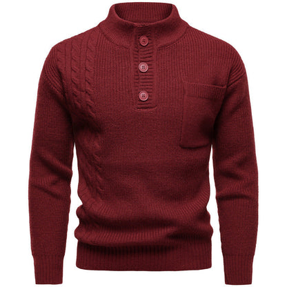 Men's Fashion British Henry Stand Collar Sweater Grayceful LLC