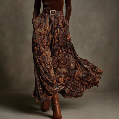 Women's Floral Print Long Sleeve Skirt Set with Belt – Caramel FitiqueFit