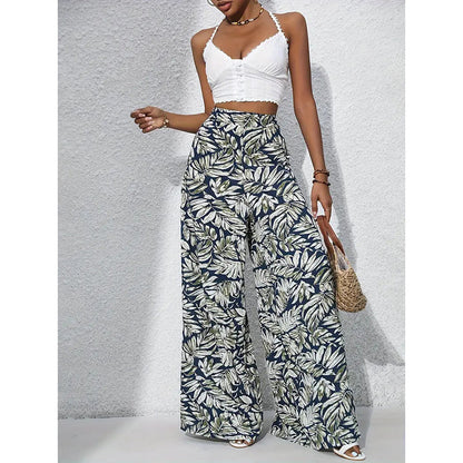 Women’s Printed High‑Waist Wide‑Leg Palazzo Pants FitiqueFit