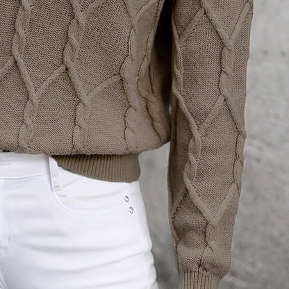 🧶 Women’s Lapel V-Neck Color-Block Long-Sleeve Pullover Sweater FitiqueFit